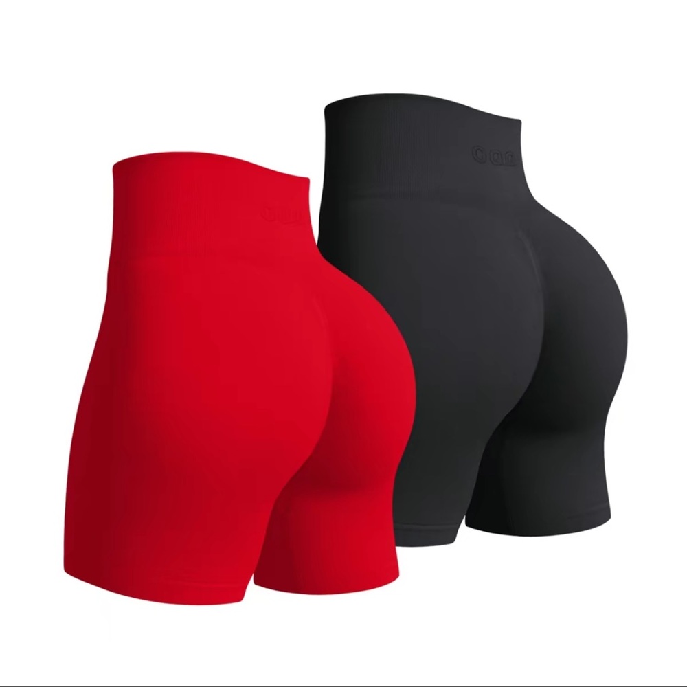 High-Waist Women's Bike Shorts - Red and Black